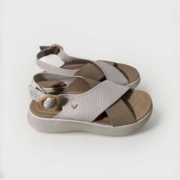 VIVAIA AdaptAll™ Sport Sandals (Kara) Cream Criss Cross Anti Slip Lightweight - Picture 3 of 9